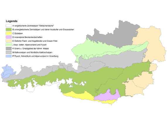 This screenshot shows the distribution of the nine fish regions in Austria. Each region is shown with a different colour.