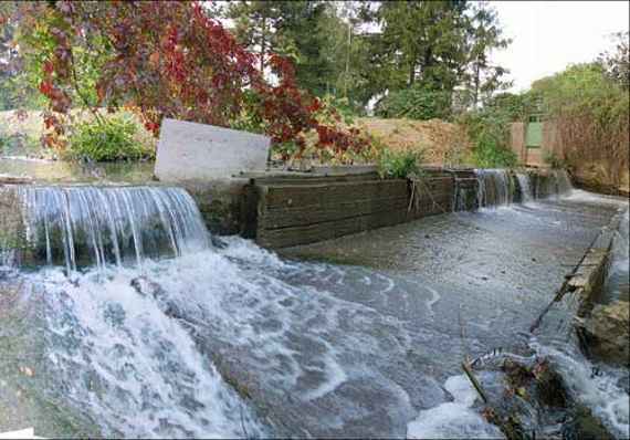 Partially destroyed weir