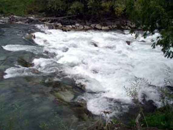 Currently existing for fish not passable steep ramp in the Sill just above the confluence with the Inn.