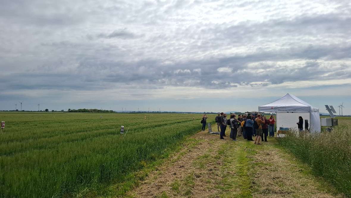 Präsentation des im Marchfeld vom IKT betriebenen Nitrat-Monitoring-Netzwerkes am Standort Rutzendorf an der Messstelle M3. 