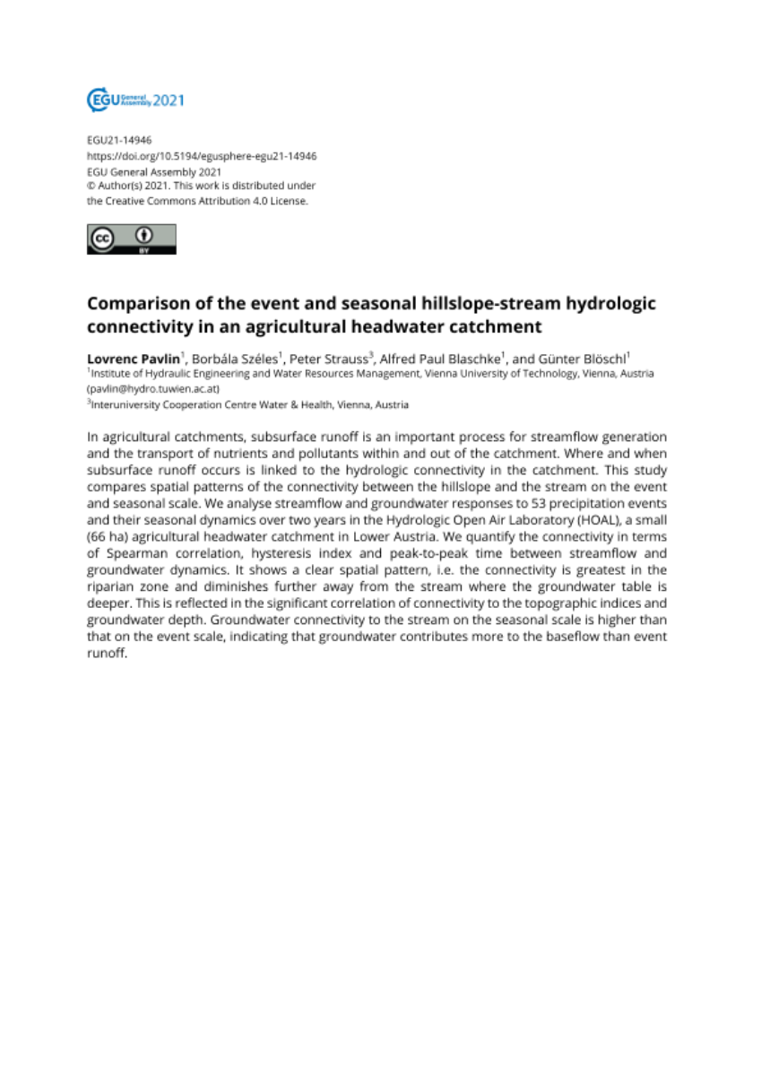 Comparison of the event and seasonal hillslope-stream hydrologic connectivity in an agricultural headwater catchment